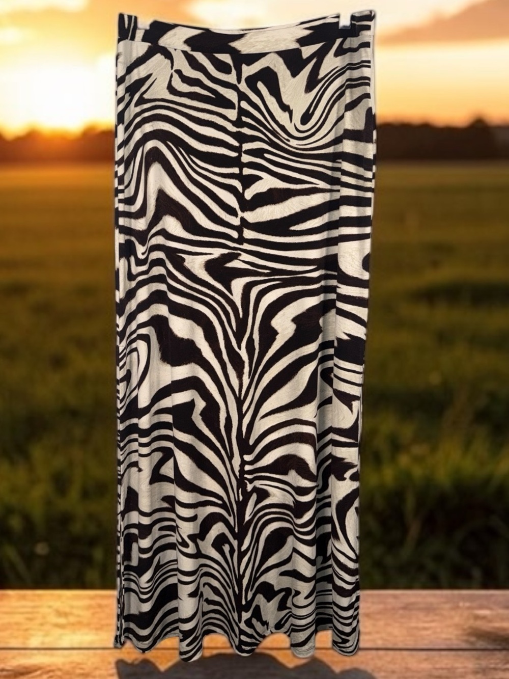 Michael Kors Zebra-Print Maxi Skirt in Black and Cream